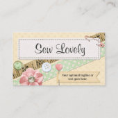 裁縫ステッチ、ボタン、リボンみすぼらしいシックなピンク 名刺 (正面)