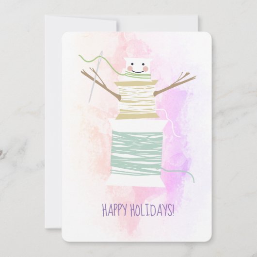 裁縫スレッドスプール雪だるまクリスマスカード シーズンカード (正面)