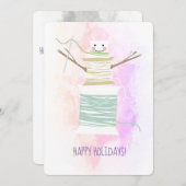 裁縫スレッドスプール雪だるまクリスマスカード シーズンカード (正面/裏面)