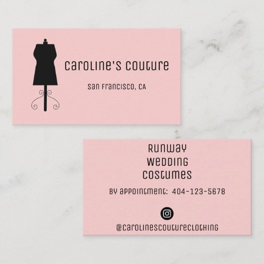裁縫ドレス型枠名刺 名刺 (正面/裏面)