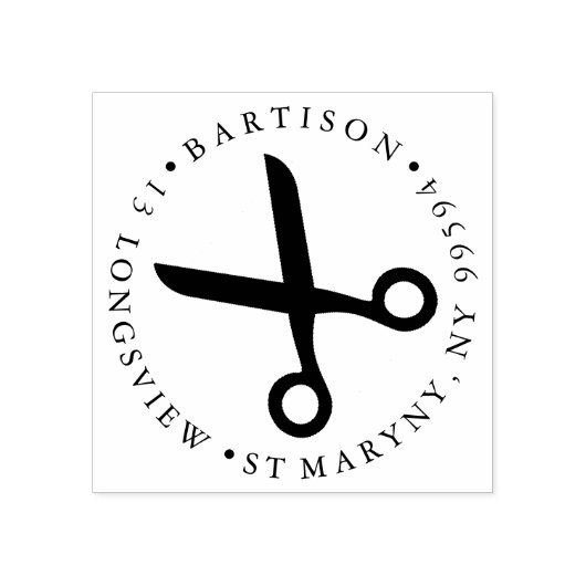 裁縫ハサミ丸差出人住所ゴム印 ラバースタンプ (インプリント)