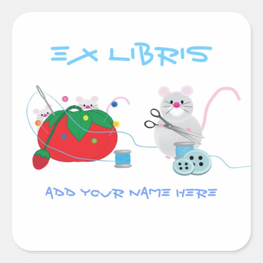 裁縫パーティー蔵書票 スクエアシール (正面)