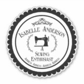 裁縫ファン白黒 シール (正面)