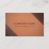 裁縫フェイクステッチ効果付きブラウンレザー 名刺 (正面)