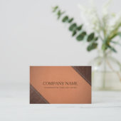 裁縫フェイクステッチ効果付きブラウンレザー 名刺 (スタンド正面)