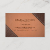 裁縫フェイクステッチ効果付きブラウンレザー 名刺 (裏面)