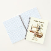 裁縫プロジェクトオーガナイザーヴィンテージアイボリー ノートブック (内部)