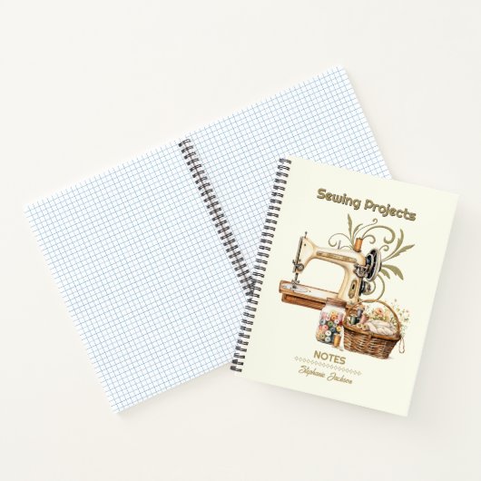 裁縫プロジェクトオーガナイザーヴィンテージアイボリー ノートブック (内部)