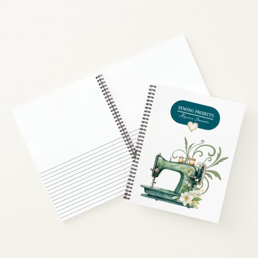 裁縫プロジェクトバインダーティール(緑がかった色)ブルーヴィンテージルック ノートブック (内部)