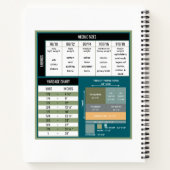 裁縫プロジェクトバインダーティール(緑がかった色)ブルーヴィンテージルック ノートブック (裏面)