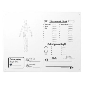 裁縫プロジェクトプランナーおよび測定トラッカー ノートパッド