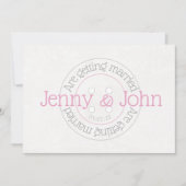 裁縫ボタンピンク&レースビンテージ結婚式招待状 招待状 (正面)