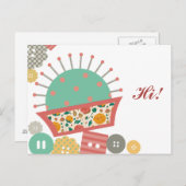 裁縫ボタンフローラピンカスプレス ポストカード (正面/裏面)