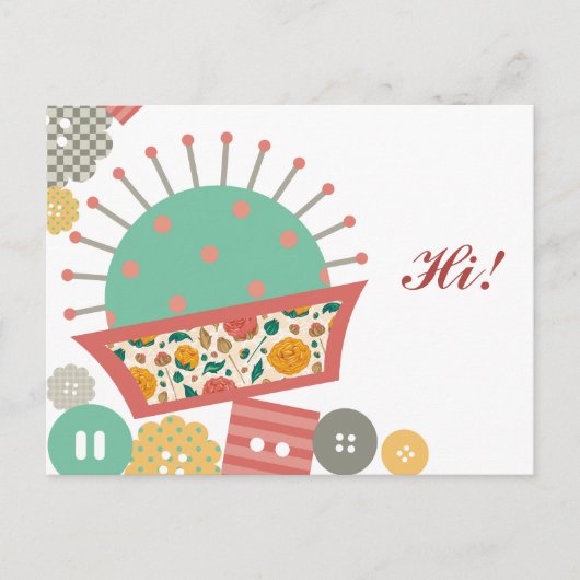 裁縫ボタンフローラピンカスプレス ポストカード (正面)