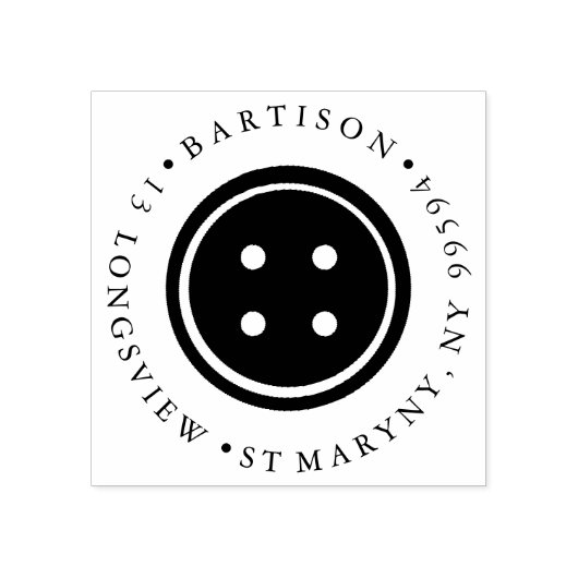 裁縫ボタンラウンド差出人住所ゴム印 ラバースタンプ (インプリント)