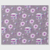 裁縫ボタン湾曲紫色ラベンダーピンクッション ラッピングペーパー (フラット)