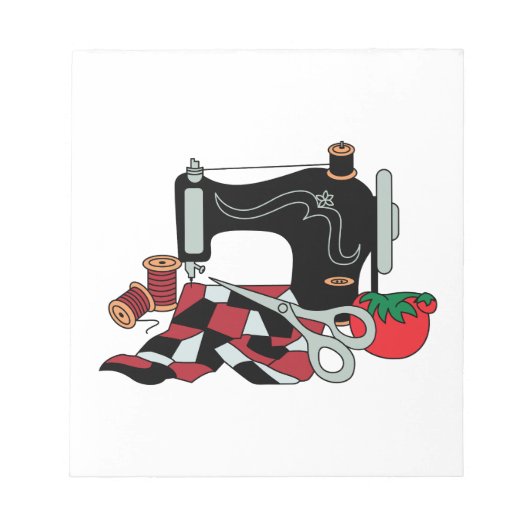 裁縫マシンとキルト ノートパッド (正面)