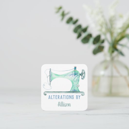 裁縫マシンのシーメストウォーターカラースクウェア スクエア名刺 (スタンド正面)