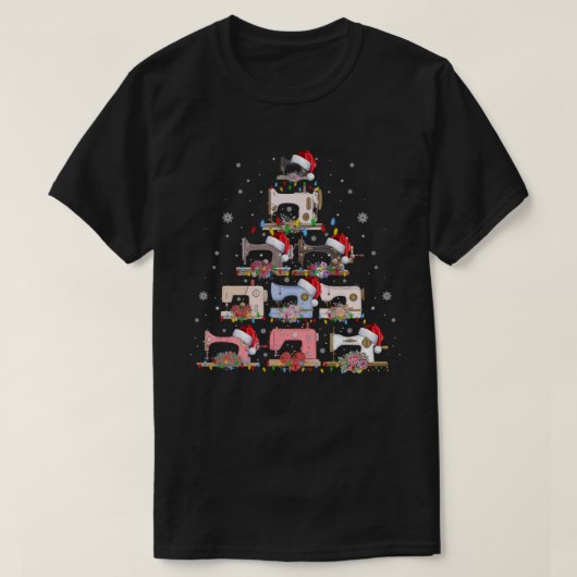 裁縫マシンクリスマスツリーおもしろい裁縫恋人 Tシャツ (デザイン正面)