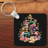 裁縫マシンクリスマスツリーキルト裁縫愛好家 キーホルダー (正面)