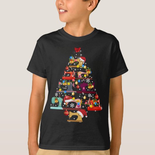 裁縫マシンクリスマスツリーキルト裁縫愛好家 Tシャツ (正面)