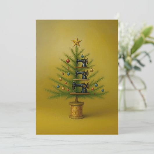 裁縫マシンクリスマスツリーハッピークレイフティクリスマス シーズンカード (スタンド正面)