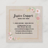 裁縫マシンクリームの白い背景 スクエア名刺 (裏面)