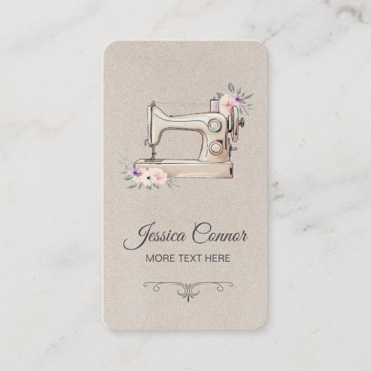 裁縫マシンクリームの白い背景 名刺 (正面)