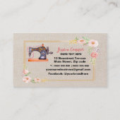 裁縫マシンクリームの白い背景 名刺 (裏面)