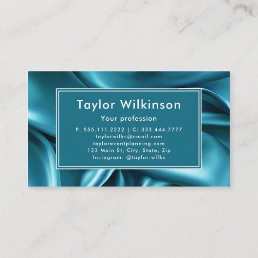 裁縫マシンシーストレスティール（緑がかった色）ブルー 名刺 (裏面)