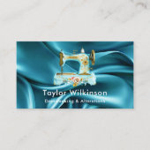 裁縫マシンシーストレスティール（緑がかった色）ブルー 名刺 (正面)