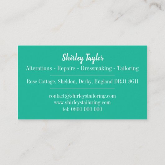 裁縫マシンドレスメーカーのシーメストテーラー 名刺 (裏面)