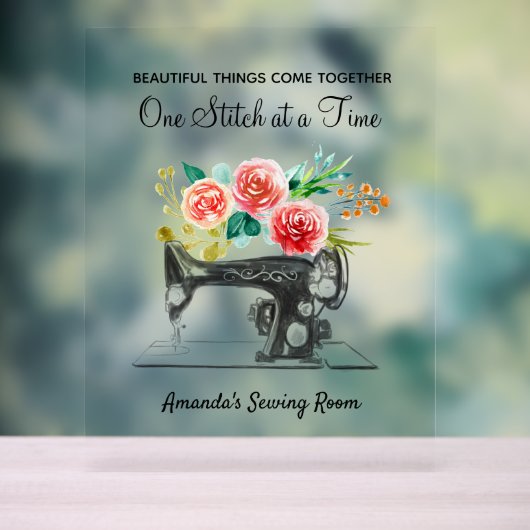 裁縫マシンドレスメーカークラフター引用文 アクリルサイン (ニュートラル)