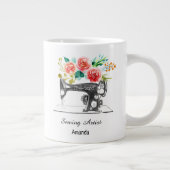 裁縫マシンドレスメーカー白黒 ジャンボコーヒーマグカップ (右)