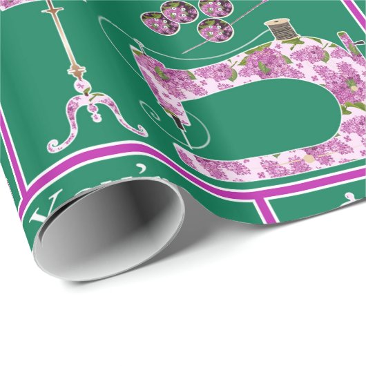 裁縫マシンドレス型枠マザーズ日誕生日 ラッピングペーパー (ロールコーナー)