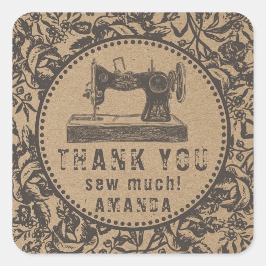 裁縫マシンフローラクラフト紙 スクエアシール (正面)