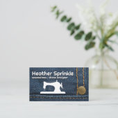 裁縫マシンロゴ |ジーンズ |ステッチ 名刺 (スタンド正面)