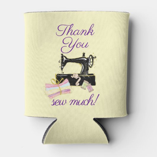 裁縫マシンヴィンテージおもしろいありがとう 缶クーラー (正面)