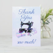裁縫マシンヴィンテージブルーフラット サンキューカード (スタンド正面)