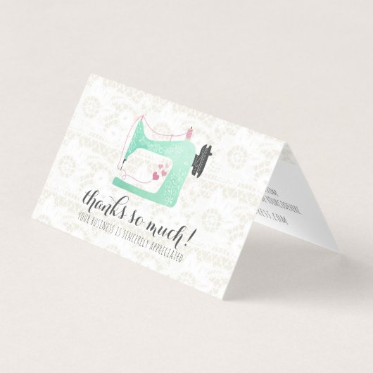 裁縫マシン上のシャビーシックなレースありがとう (正面)