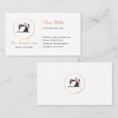 裁縫マシン名刺水色黒ピンク 名刺 (正面/裏面)