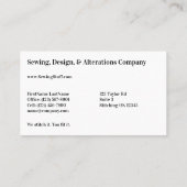 裁縫マシン標準、3.5インチx 2.0インチ名刺 名刺 (裏面)