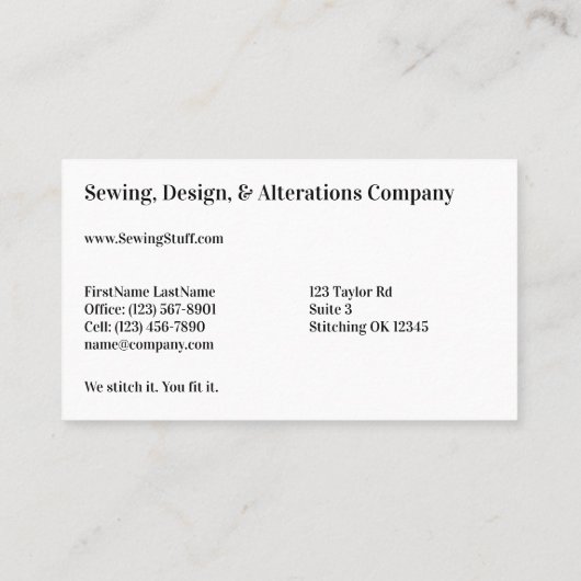 裁縫マシン標準、3.5インチx 2.0インチ名刺 名刺 (裏面)