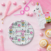 裁縫マシン – ピンククラフツソー ペーパープレート (パーティー)