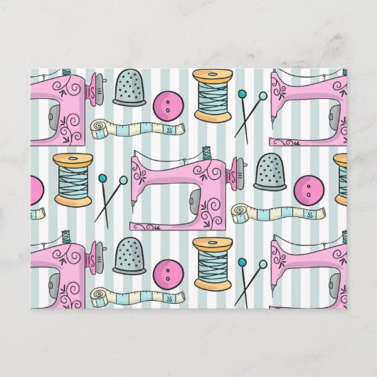 裁縫マシン – ピンククラフツソー ポストカード (正面)