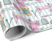 裁縫マシン – ピンククラフツソー ラッピングペーパー (ロールコーナー)