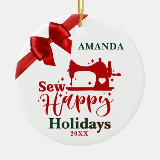 裁縫マニアスハッピーホリデイズセラミックオーナメント セラミックオーナメント (正面)