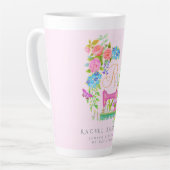 裁縫リボンフローラモノグラムピンク カフェラテマグ (左アングル)
