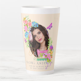 裁縫リボンフローラモノグラムフォトベージュ カフェラテマグ