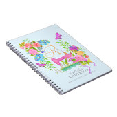 裁縫リボンフローラモノグラムブルー ノートブック (右側)